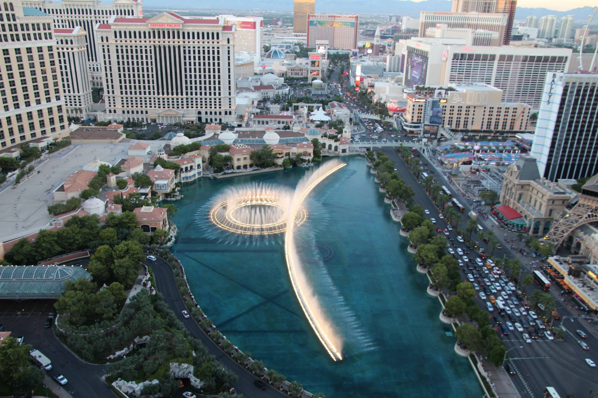 Bellagios springvand set fra The Cosmopolitan